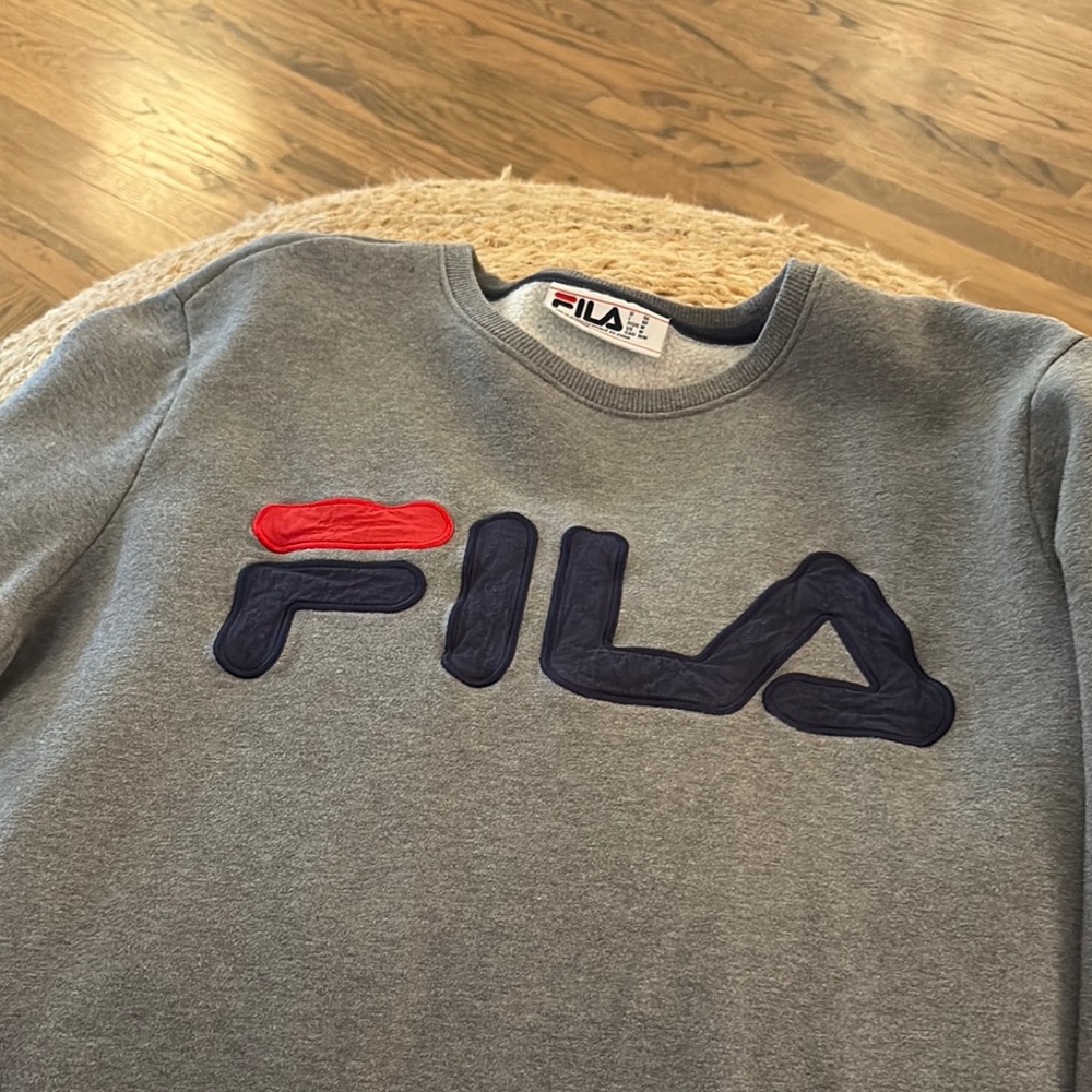 Fila Gray and Red Crewneck Sweater